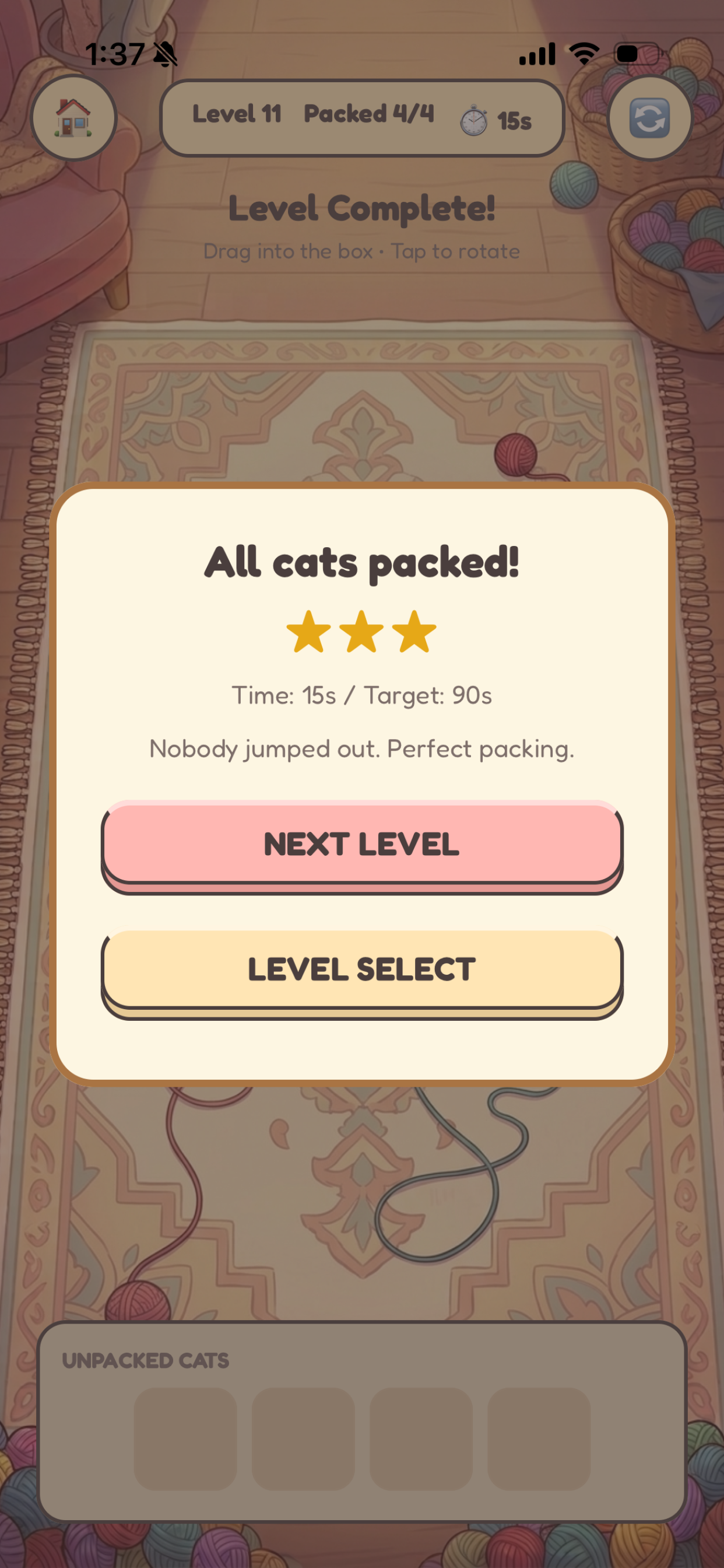 Level Cleared Screen